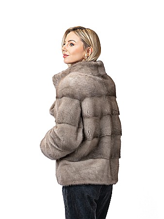 Jachetă vizon Silver Blue guler tunică [2]