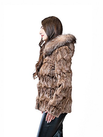 Jachetă zibelină cu glugă Light Brown [1]