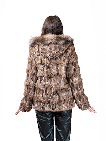 Jachetă zibelină cu glugă Light Brown [2]