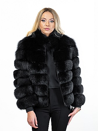 Haine damă de vulpe - Jachetă vulpe polară Black