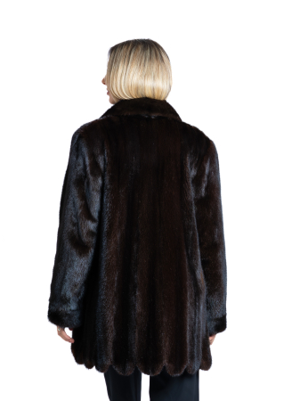 Haină nurcă Scallop Trim Dark Brown [2]