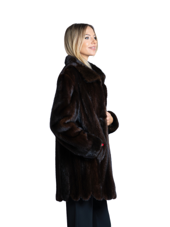 Haină nurcă Scallop Trim Dark Brown [1]