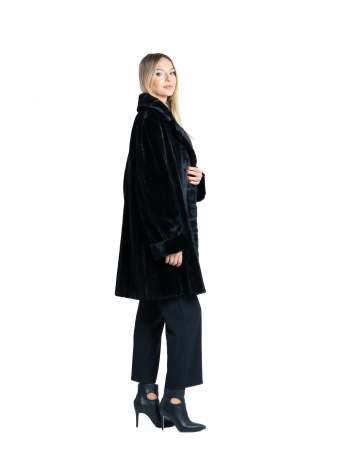 Haină reversibilă vizon velur Black [1]