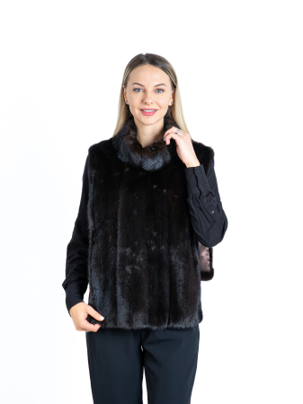 Jachete de vizon - Haină versatilă vizon Dark Brown - model 3 in 1