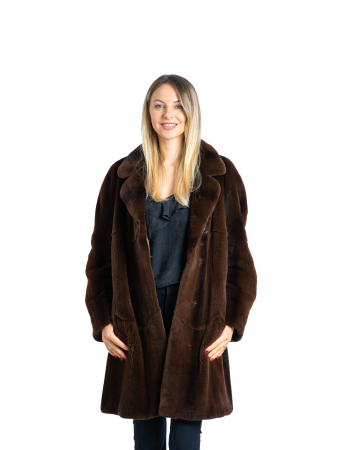 Jachete de vizon - Haină vizon velur Brown