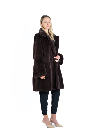 Jachete de vizon - Haină vizon velur Burgundy