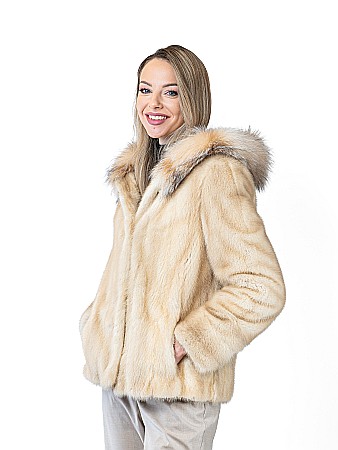 Jachetă din Nurcă cu Glugă de Vulpe Natur [1]