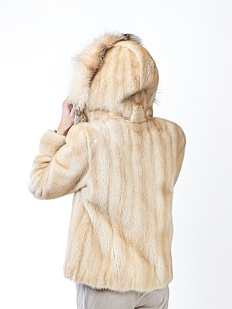 Jachetă din Nurcă cu Glugă de Vulpe Natur [2]
