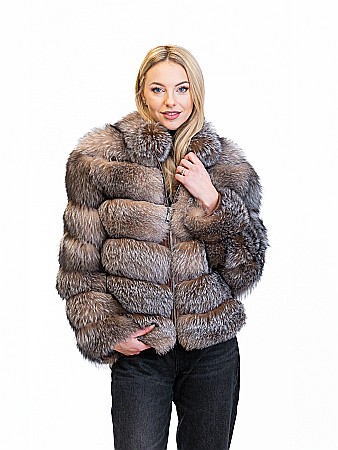 Haine damă de vulpe - Jachetă de Vulpe Argintie Crystal