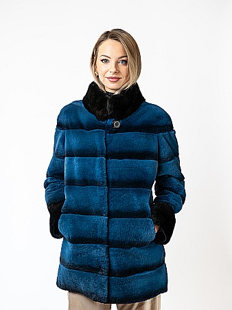 Haine Rex Chinchilla - Jachetă Deep Blue Rex Chinchilla