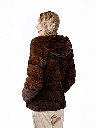 Jachetă din Vizon Premium Brown cu Glugă [3]