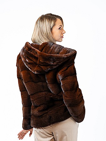 Jachetă din Vizon Premium Brown cu Glugă [2]