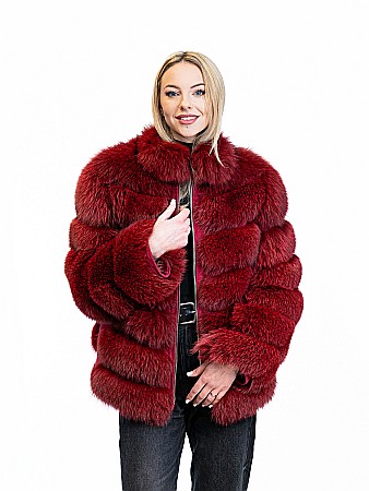 Haine damă de vulpe - Jachetă vulpe polară Cherry