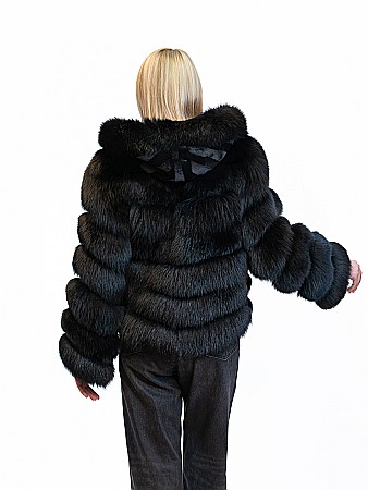Jachetă vulpe cu glugă Black [2]