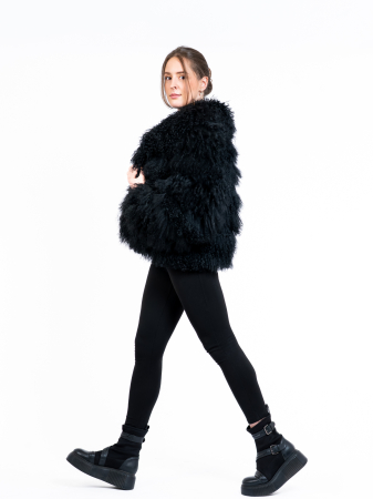 Blănuri Mongolină - Jachetă mongoleză Black