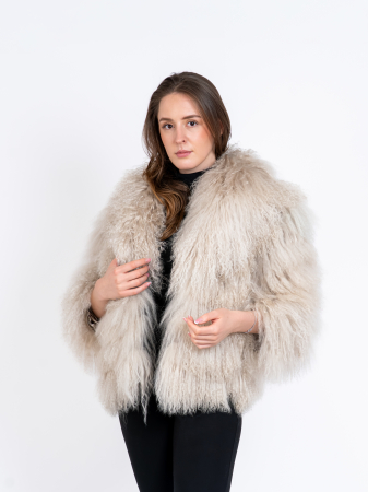 Blănuri Mongolină - Jachetă mongoleză Milk Coffee