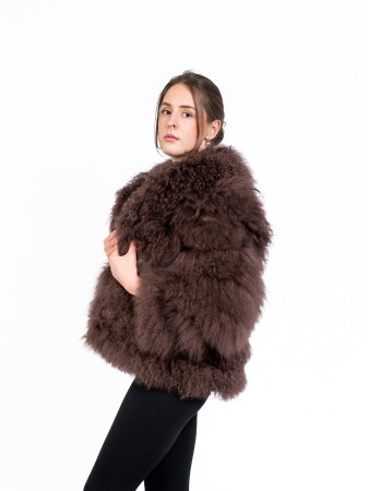 Blănuri Mongolină - Jachetă mongoleză Dark Chocolate
