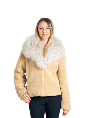 Shearling - Jachetă mouton & mongolian Beige