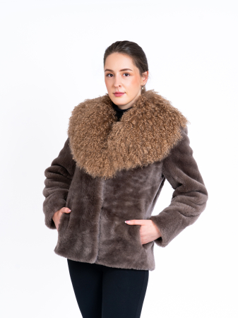Shearling - Jachetă mouton & mongolian Light Cappuccino