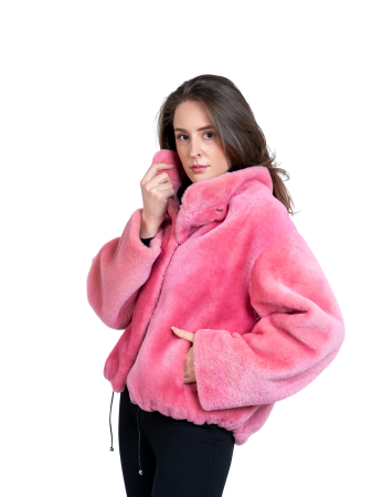Jachetă mouton oversized Pink [3]