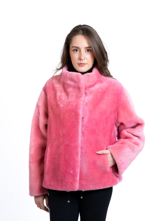 Shearling - Jachetă mouton oversized Pink