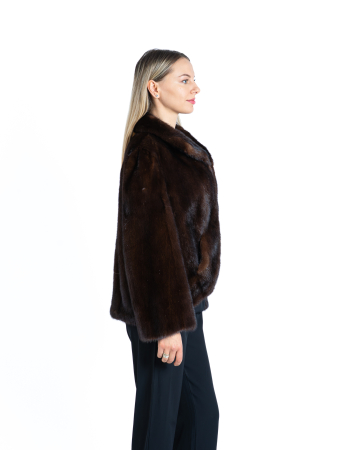 Jachetă nurcă cu tiv rotunjit Dark Brown [1]