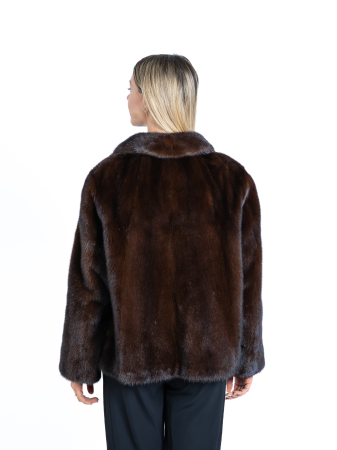 Jachetă nurcă cu tiv rotunjit Dark Brown [2]