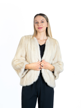 Jachetă nurcă cu tiv rotunjit Ivory [0]