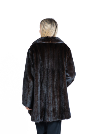 Haină nurcă model asimetric Dark Brown [2]