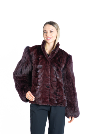 Haine damă vizon - Jachetă vizon MRR cu mâneci vulpe Purple