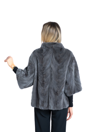 Jachetă vizon MRR Dark Grey cu mânecă 3/4 [2]