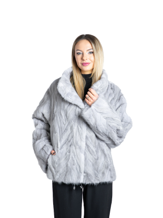 Jachete de vizon MRR - Jachetă vizon MRR Sapphire Grey - oversized