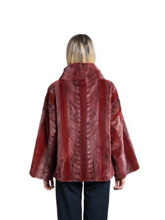 Jachetă vizon MRR velur Burgundy - oversized [2]