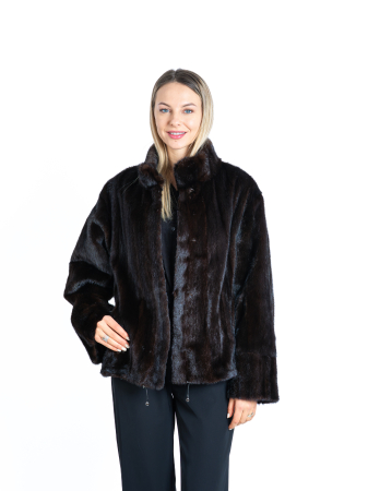 Jachete de vizon - Jachetă vizon oversized Dark Brown
