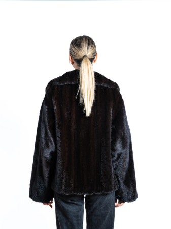Jachetă vizon oversized Dark Brown [2]