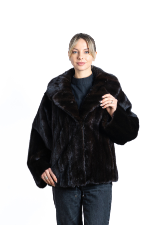 Jachete de vizon - Jachetă vizon oversized Dark Brown