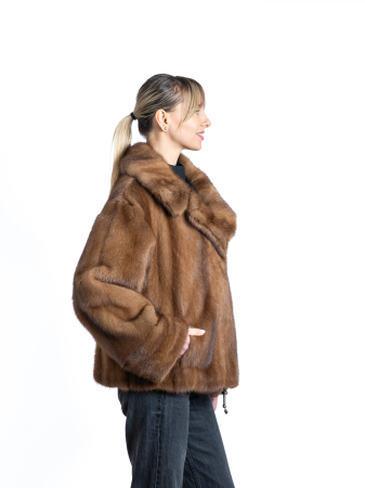 Jachetă vizon oversized Light Brown [1]