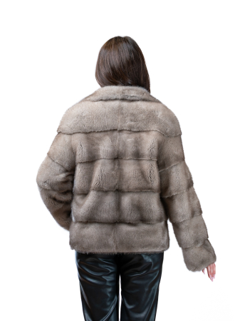 Jachetă vizon Silver Blue cu guler rever [2]
