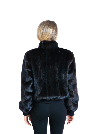 Jachetă vizon tip bomber Dark Brown [2]