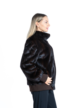 Jachetă vizon tip bomber Dark Brown [1]