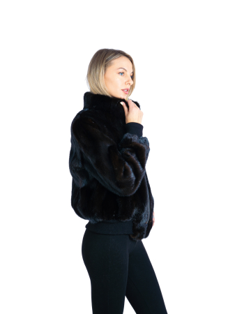 Jachetă vizon tip bomber Dark Brown [1]