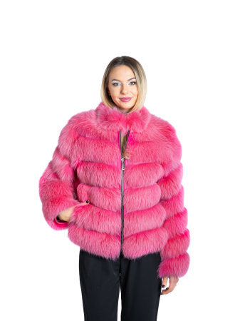 Haine damă de vulpe - Jachetă vulpe polară Pink