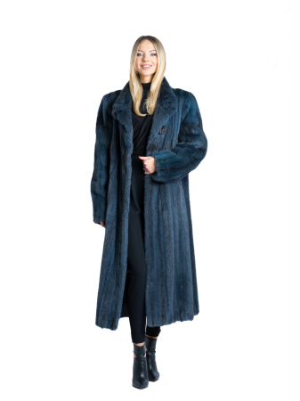 Haine de nurcă - Palton nurcă Graphite Blue