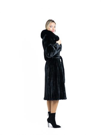Palton vizon Blackglama cu guler șal de vulpe polară [1]