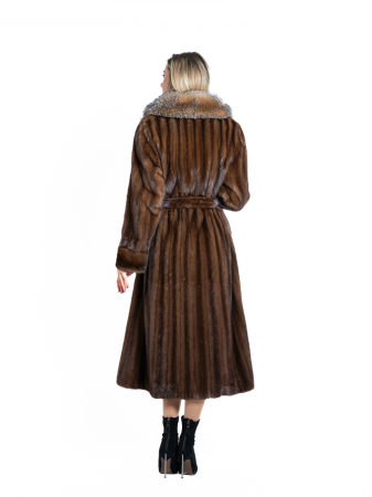 Palton vizon Mahogany cu guler rever de vulpe crystal [2]