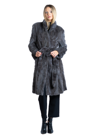 Jachete de vizon MRR - Palton vizon MRR Dark Grey