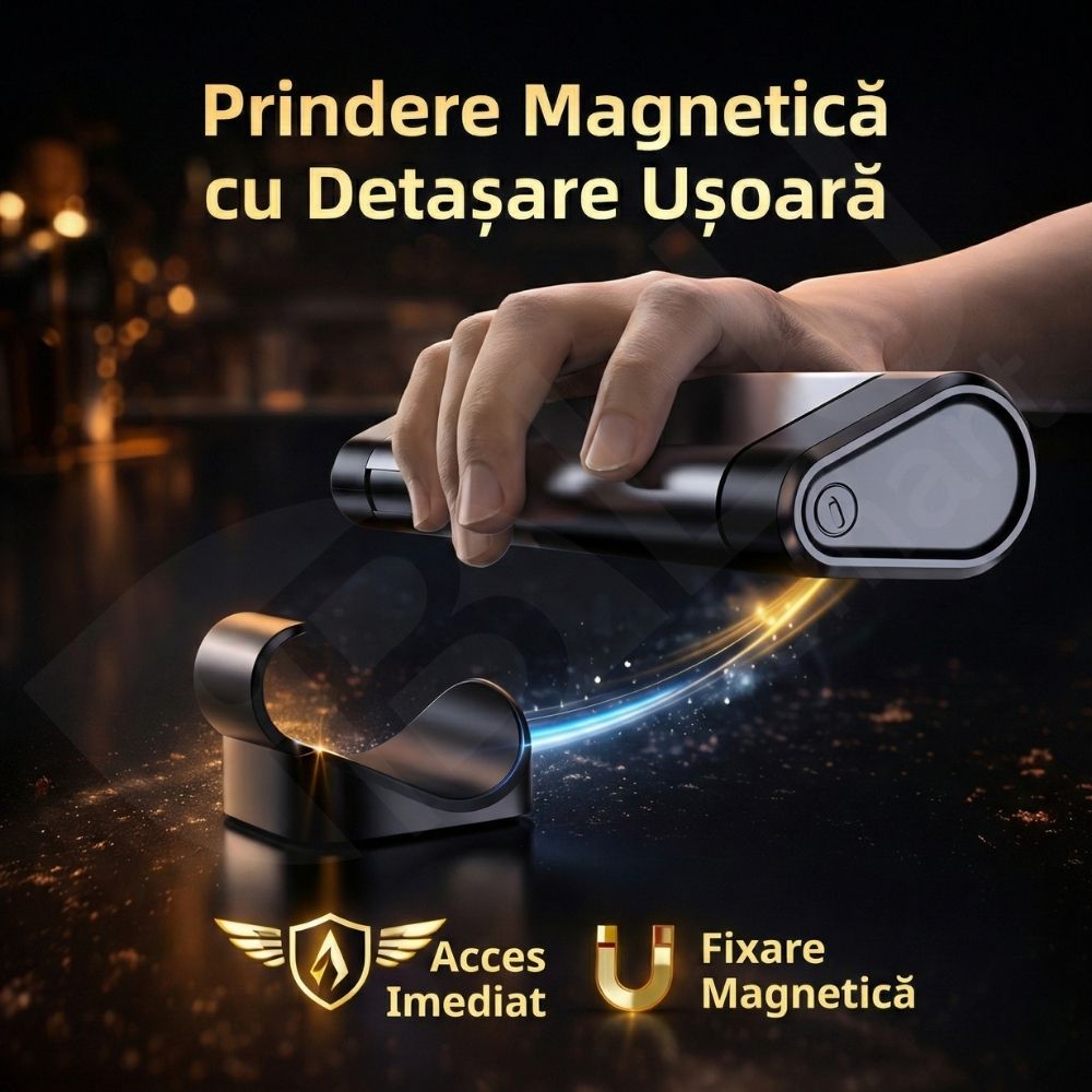 Suport Număr Telefon Auto iBLU smart™ 3-în-1 cu Cifre Rotative (Rulou), Privacy Mode, Ciocan Urgență Tungsten cu Arc (Spargere geam lateral fără efort), Cutter Centură, Include Geam Testare, Aluminiu, Rezistent la temperaturi înalte, Negru