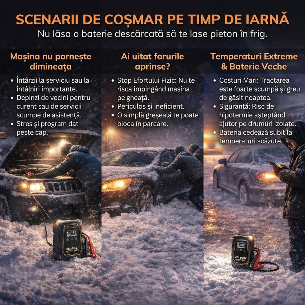 Jump Starter și Compresor Auto Portabil iBLU smart™, 1000A / 16000mAh, Funcție Powerbank USB și Oprire Automată la Umflare, Compatibil Motoare Diesel 7.0L și Benzină, USB-C