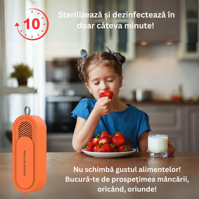 Aparat pentru Curățarea și Sterilizarea Alimentelor cu Tehnologie OH-Ion – Fără Chimicale, 100% Natural, Portocaliu [6]
