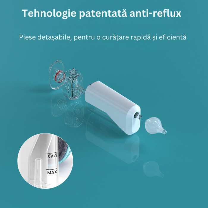 Aspirator Nazal Electric Portabil iBLU smart pentru Bebelusi, Copii sau Adulti, 3 Capete Silicon BPA-Free, 3 Niveluri Absorbtie, Alb [3]